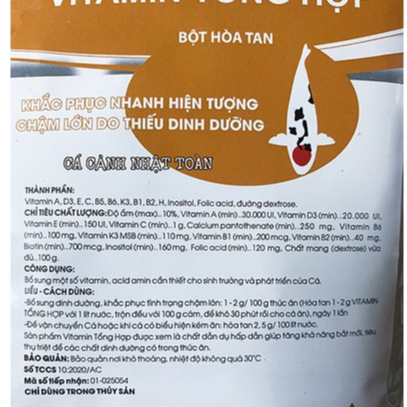 VITAMIN TỔNG HỢP TĂNG ĐỀ KHÁNG, KHẮC PHỤC CHẬM LỚN CHO CÁ CẢNH ACPHARNO 100G