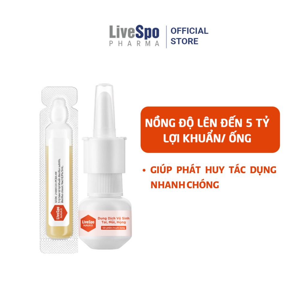 Combo 3 Hộp Xịt mũi, họng chứa Bào tử lợi khuẩn Livespo Navax chuyên dụng [Mua 3 tặng 1] Hộp 10 ống