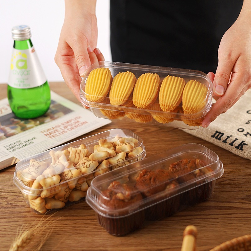 [10->50 cái] Hộp chữ nhật dài XY599 đựng 300g bánh Mousse, Tiramisu, bánh lạnh, Su kem