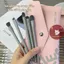 Set Cọ Trang Điểm Mắt 5 Cây VEECCI Trang Điểm Kèm Túi Da Hồng Pastel Đáng yêu