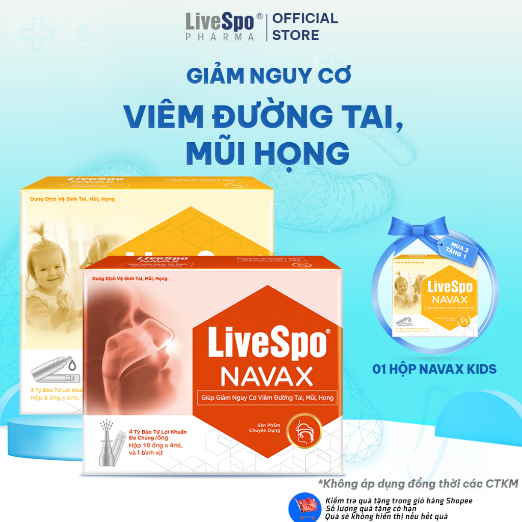 Ảnh Combo Hộp nhỏ  mũi, họng Livespo Navax Kids và Hộp xịt mũi, họng Livespo Navax chuyên dụng (10 ống) 1