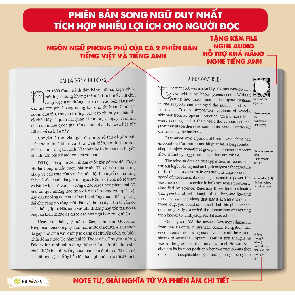 Ảnh Hai vạn dặm dưới biển - Sách song ngữ kinh điển, tặng kèm file nghe & note từ vựng - HG Books 4