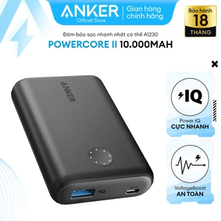 [PIN KHÔNG CÓ CỔNG SẠC TYPE-C] Pin sạc dự phòng ANKER PowerCore II 10KmAh PowerIQ 2.0 tương thích QC 3.0 18w - A1230
