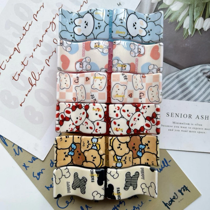 Kẹp càng cua 5 răng HONEY họa tiết 3D gấu mèo siu dễ thương cho nữ