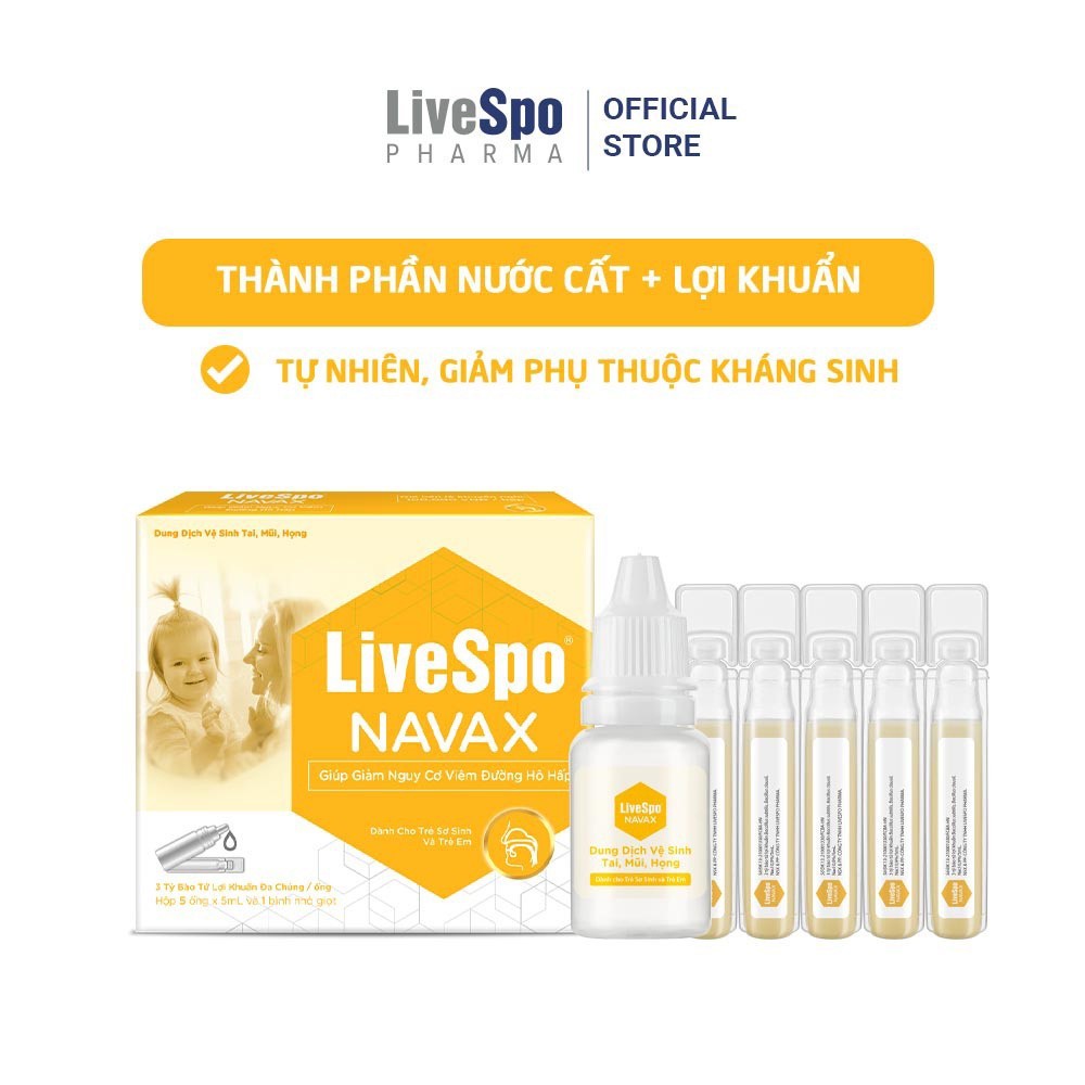 Ảnh Nhỏ mũi, họng cho trẻ em giúp giảm nghẹt mũi, viêm mũi LiveSpo Navax sơ sinh - Hộp 5 ống x 5ml 2