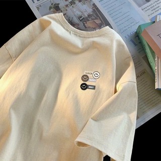 Áo thun phông nữ nam 3158 chất liệu cotton khô dày dặn form rộng tay lỡ KONOVA in hình luckyhappy