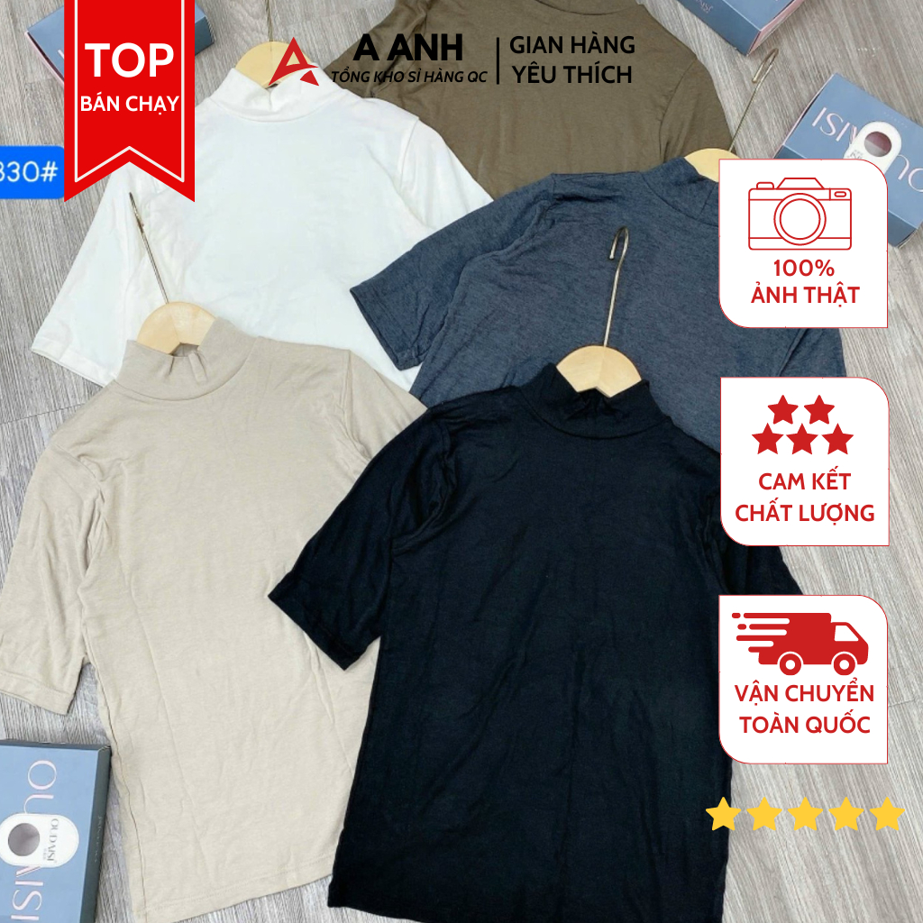 Áo Thun Tay Lỡ Co Giãn Full Hộp 8830# Cổ Cao 5 Phân Phong Cách Cá Tính Cho Các Bạn Nữ