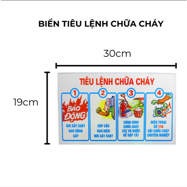 Bộ 4 biển tiêu lệnh cảnh báo PCCC- Bảng nội quy, bảng nhắc nhở, biển treo tường cho cửa hàng, văn phòng