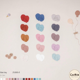 Bao tay sơ sinh Cookie chất tăm lạnh (Air-cool) cao cấp - Mềm mại, thoáng khí an toàn cho bé từ 0-6 tháng - Minizon Kids