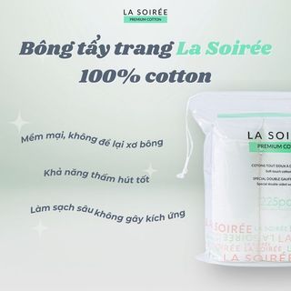 Bông Tẩy Trang LA SOIREE 100% Cotton Tự Nhiên Không Xơ Bông Dai Mịn - Bebeauskinshop