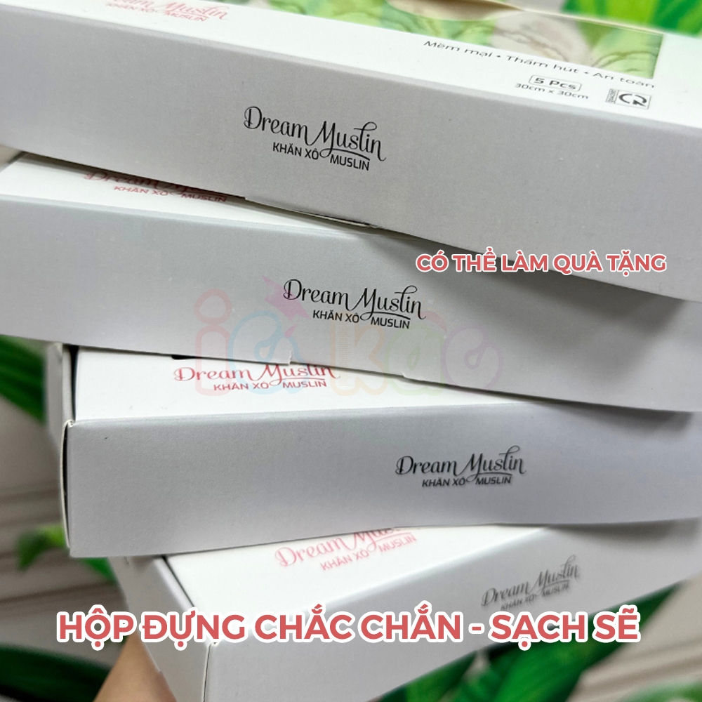 Ảnh Hộp 5 Khăn Sữa Muslin GEE 2 Lớp Cao Cấp - Siêu Thấm Hút, Kháng Khuẩn, Bền Đẹp, Phù Hợp Cho Bé Sơ Sinh S5G1 IQKAO 2
