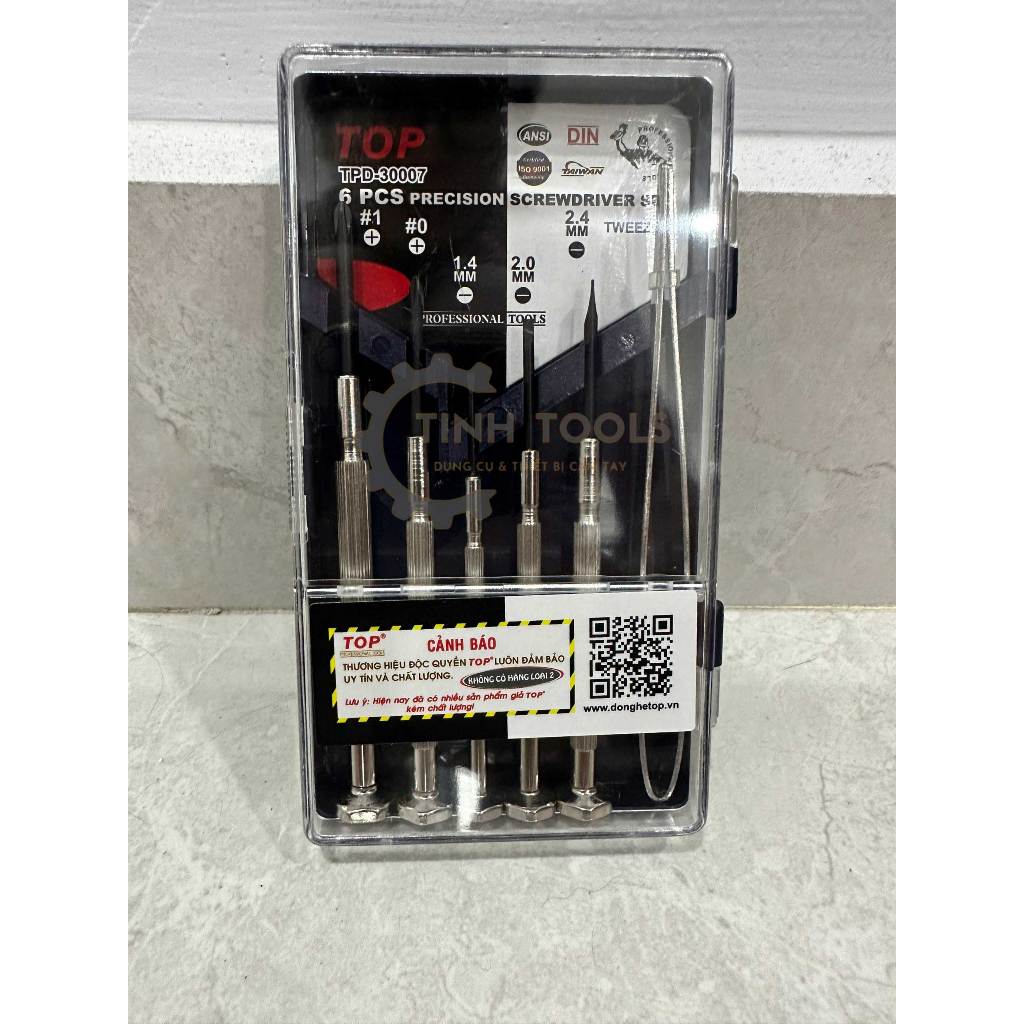Bộ tua vít, tô vít, tuốt nơ vít sửa đồng hồ, laptop, bàn phím 6 cây (Có nhíp) TOP TPD-30007