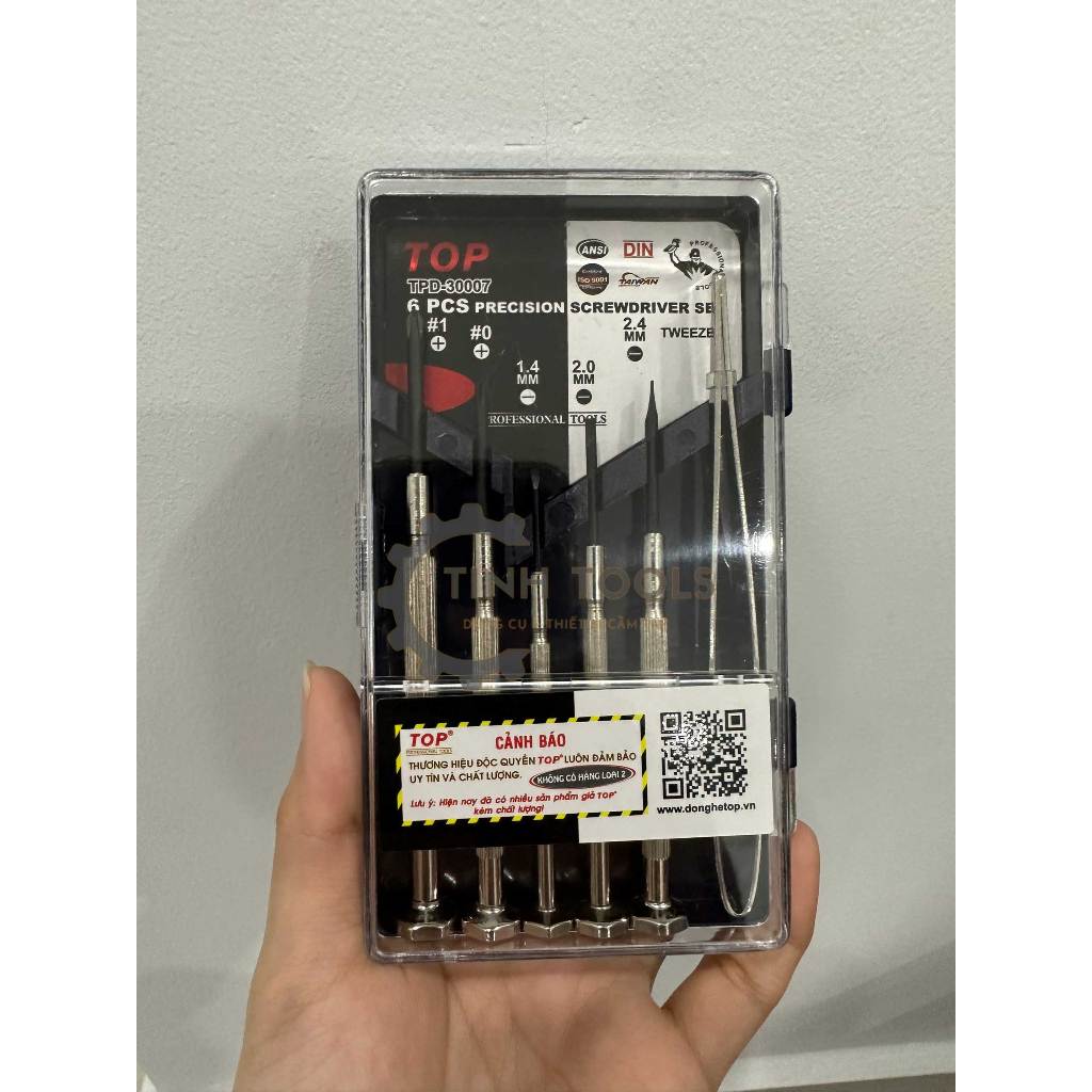 Bộ tua vít, tô vít, tuốt nơ vít sửa đồng hồ, laptop, bàn phím 6 cây (Có nhíp) TOP TPD-30007