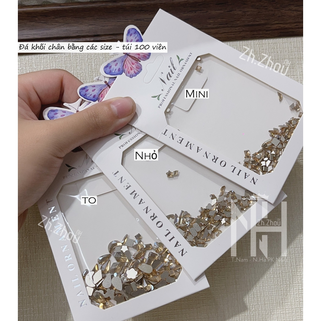 đá chân bằng trang trí móng 100 viên,đá khối chân bằng nhỏ, to phụ kiện nail, đá chân bằng mini