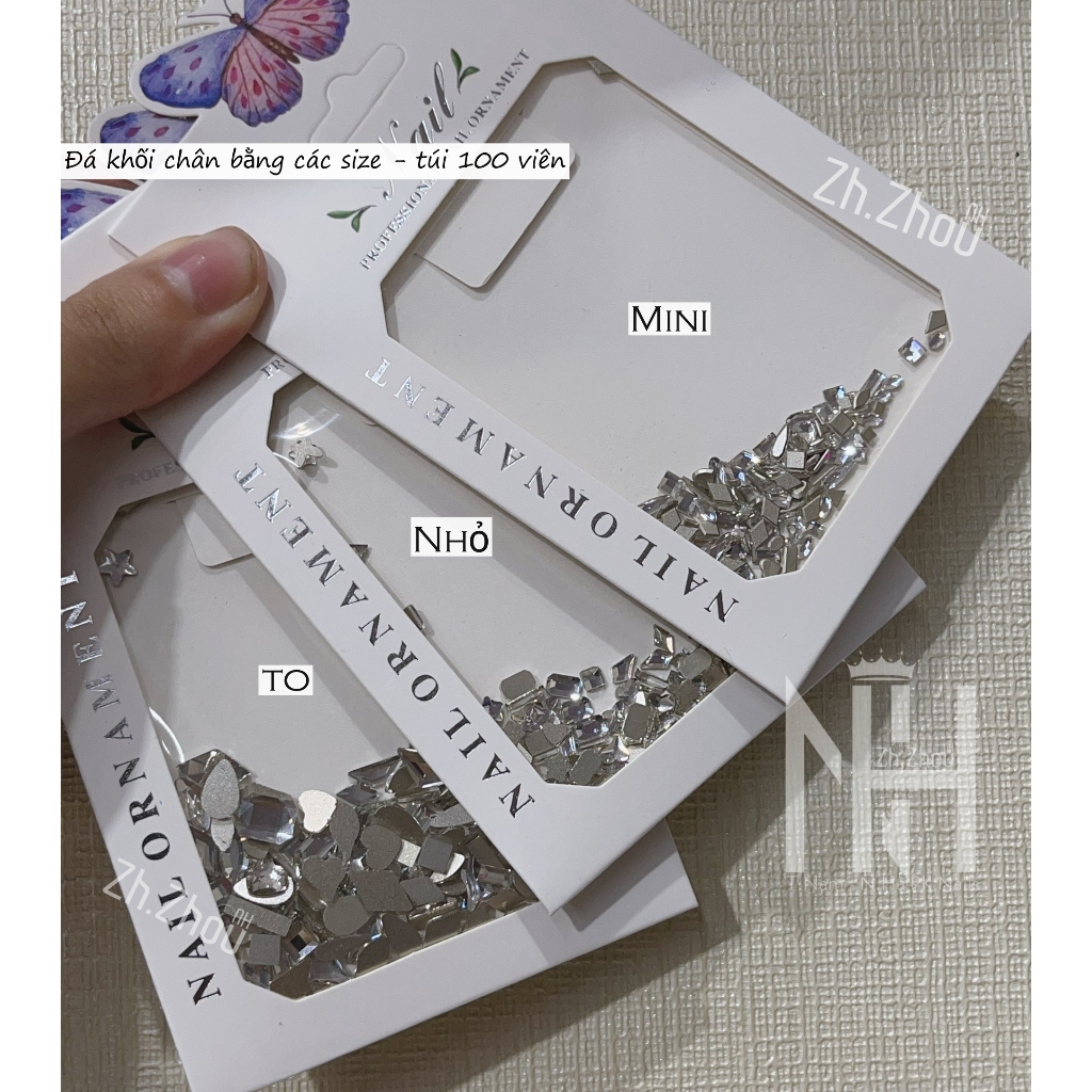 đá chân bằng trang trí móng 100 viên,đá khối chân bằng nhỏ, to phụ kiện nail, đá chân bằng mini
