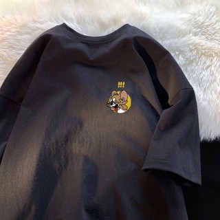 áo thun phông nữ nam 3158 form rộng tay lỡ unisex KONOVA chất liệu cotton in hình chuột jerry