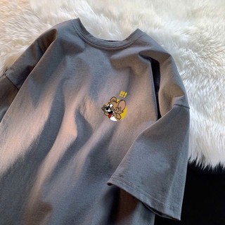 áo thun phông nữ nam 3158 form rộng tay lỡ unisex KONOVA chất liệu cotton in hình chuột jerry