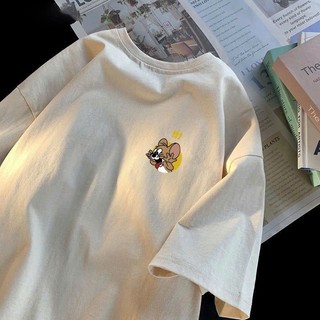áo thun phông nữ nam 3158 form rộng tay lỡ unisex KONOVA chất liệu cotton in hình chuột jerry