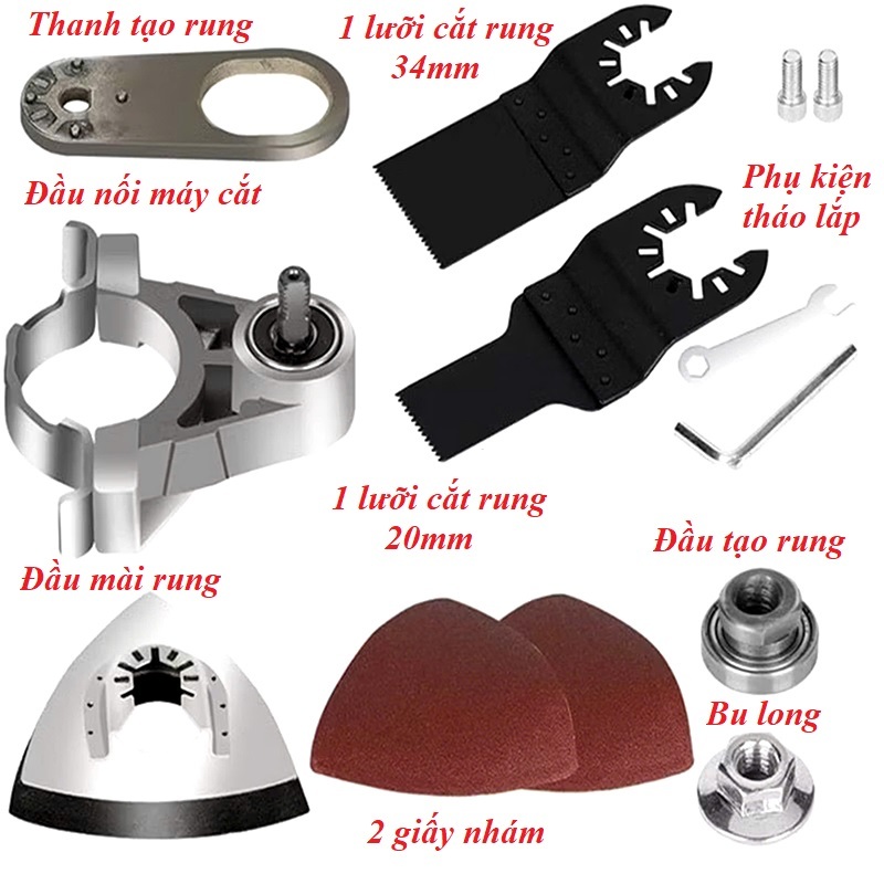 Bộ Cưa Rung Đa Năng Gắn Máy Mài Góc Máy M10 Cắt Khoét Lỗ Cưa Cắt Mài Chà Nhám