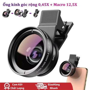 Ống Kính Góc Rộng 0.45x Ống kính 12.5x Macro góc rộng 2 trong 1 Cho ip Android có kẹp gắn dùng