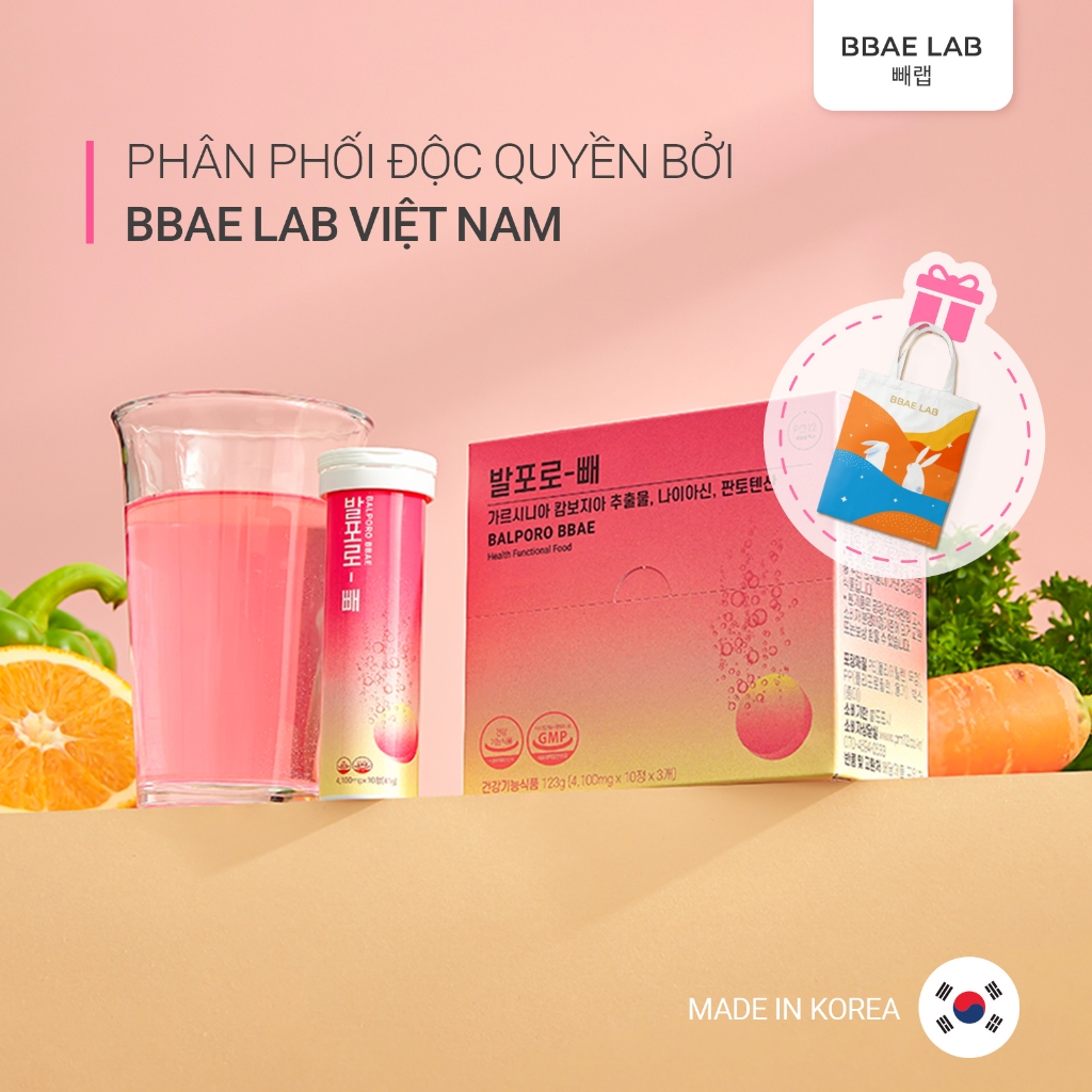 Viên sủi chuyển hoá chất béo Balporo BBae Hàn Quốc, hỗ trợ giảm cân, dưỡng da sáng mịn, phân phối độc quyền bởi BBae Lab