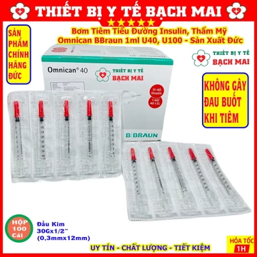 Bơm (kim) Tiêm Tiểu Đường Insulin - Bơm Tiêm Thẩm Mỹ Omnican BBraun 1ml U40, U100 - Sản Xuất Đức