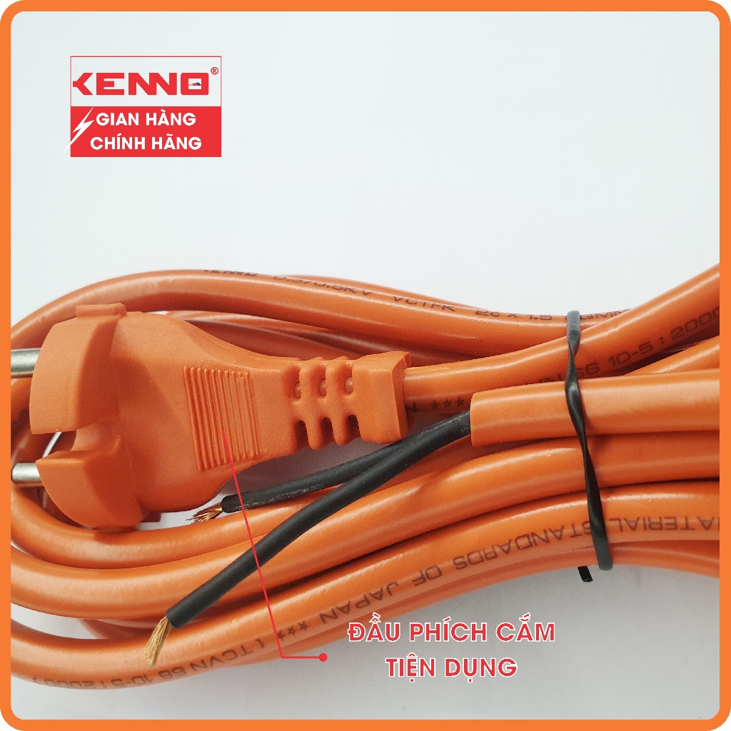 Dây nguồn máy công trình, bếp từ, bếp hồng ngoại, chịu tải KENNO công suất 2000W lõi đồng 2x1.5