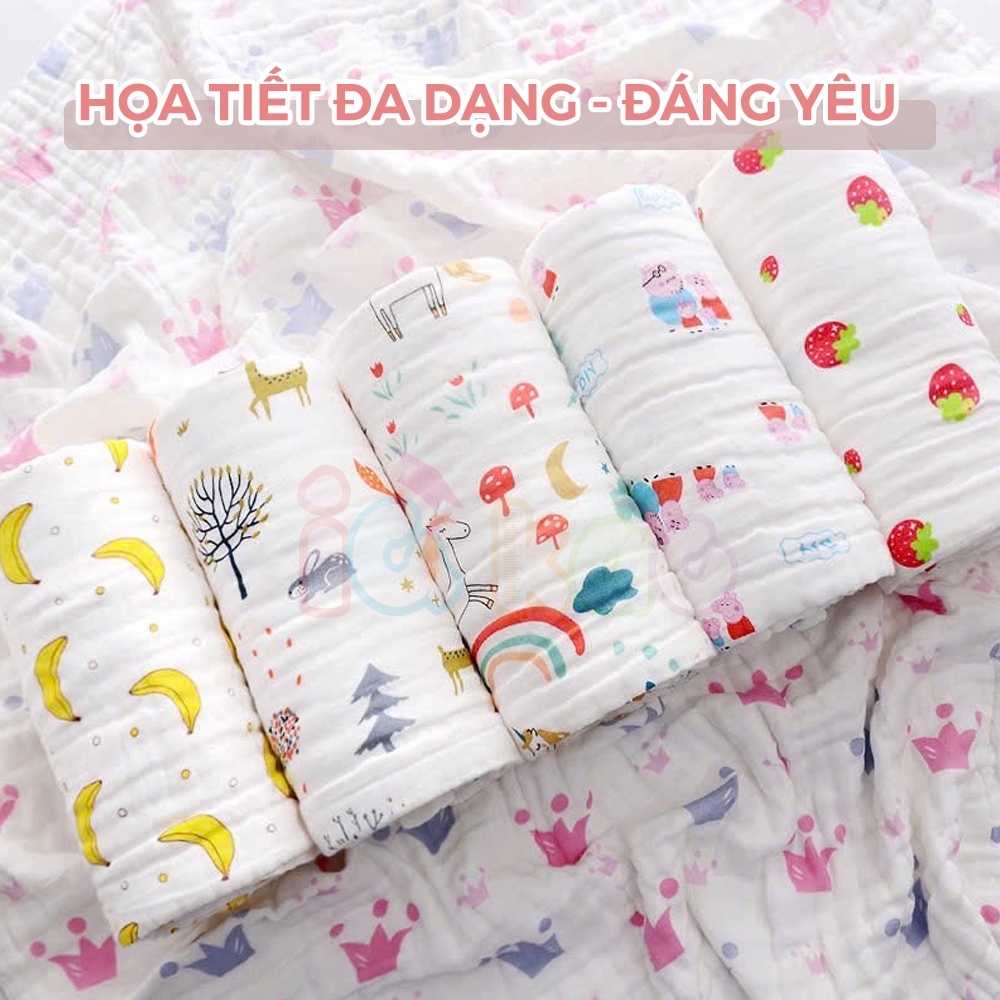 Ảnh Khăn Tắm Muslin 6 Lớp Cho Bé IQKAO – Khăn Ủ, Choàng Đa Năng, Size 110x105cm, Mềm Mại, Thoáng Mát, An Toàn Cho Bé KT61 2