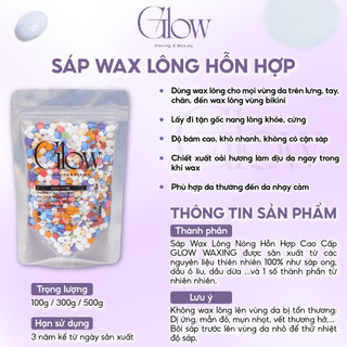 Combo 100Gr Sáp Wax Lông Mix Hỗn Hợp Nhiều Màu Cao Cấp GLOW WAXING+ Mỡ Trăn Nguyên Chất 10ml CHE TÊN