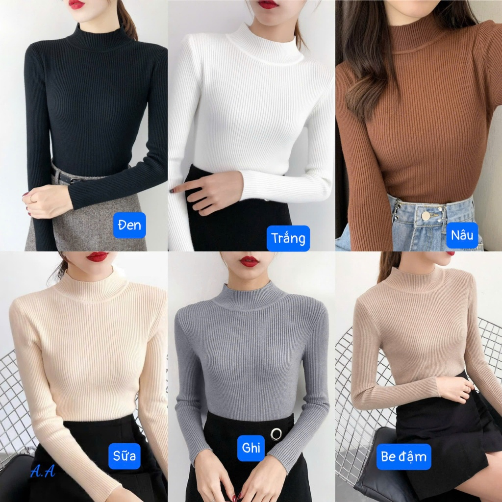 Áo Len Cổ 3 Phân Chất Liệu Len Thỏ, Form Free Size, Phong Cách Hàn Quốc Đơn Giản Mà Cá Tính