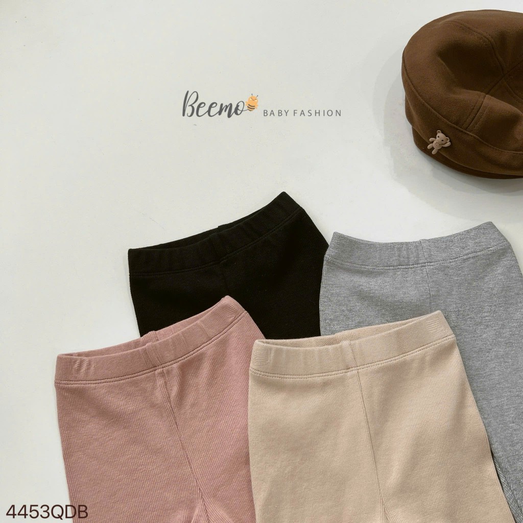 Quần legging trơn màu bé gái, quần cotton tăm leggings dáng ôm trơn màu cho bé