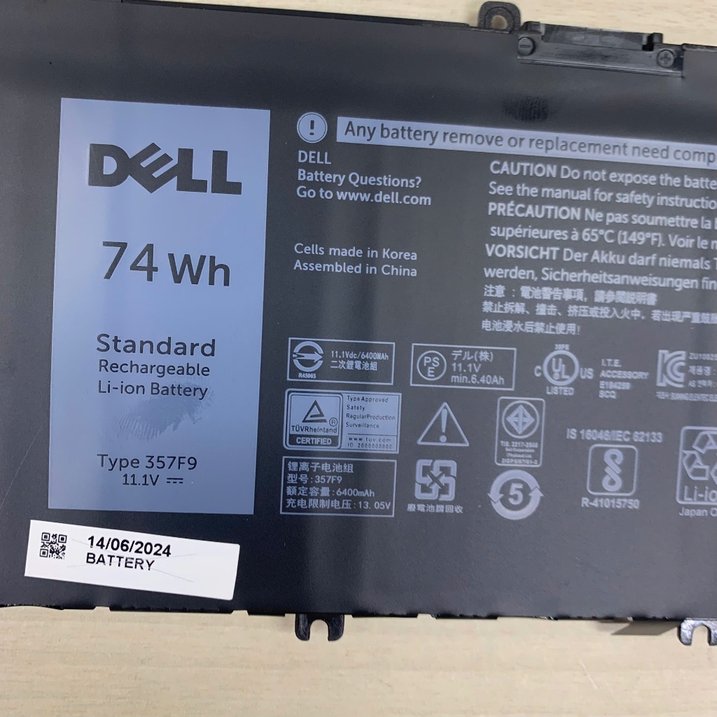 PIN DELL 7559 357F9 74WH Inspiron 15-5000 5576 5577, 15-7000 7557 7559 7566 7567 7759, 74WH 357F9