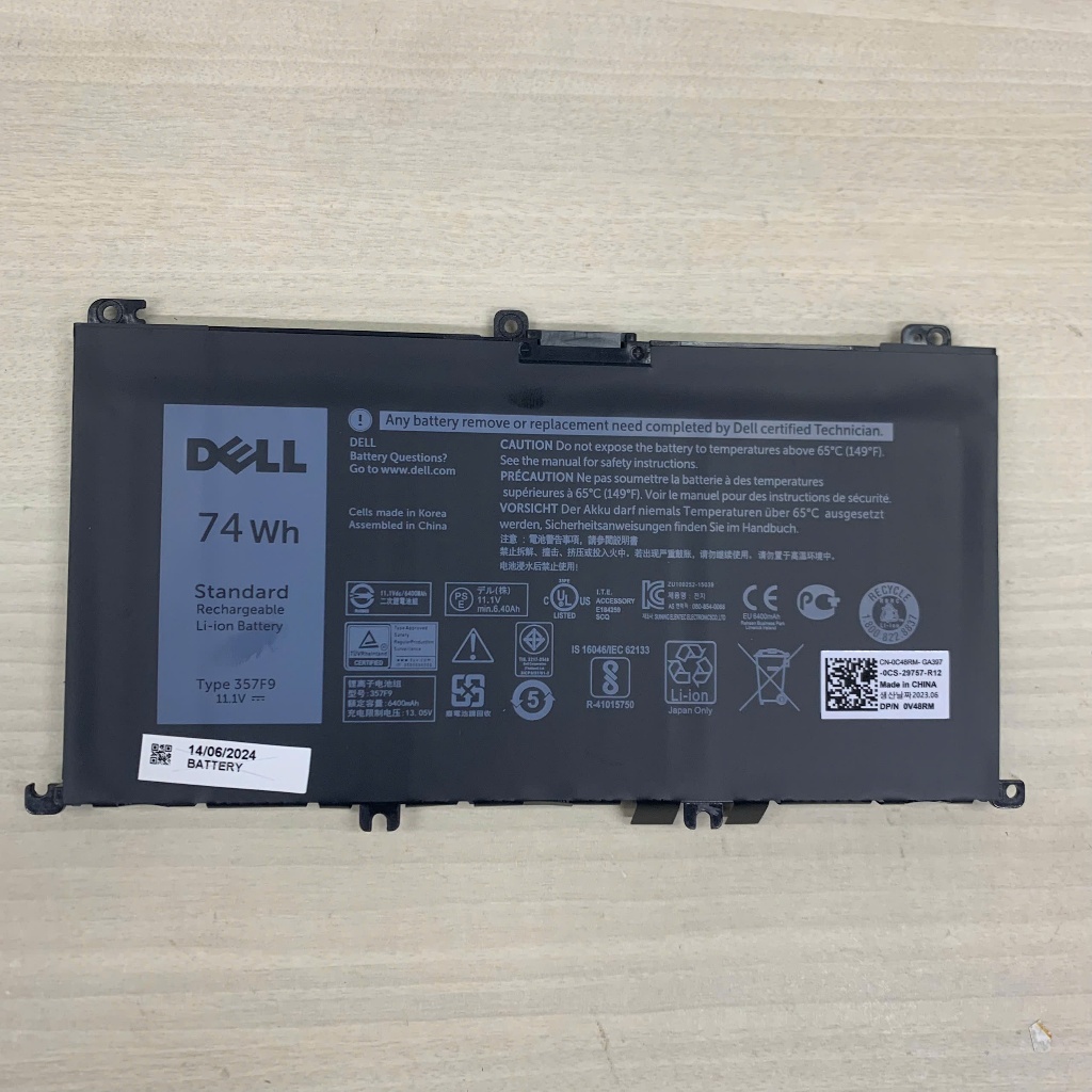 PIN DELL 7559 357F9 74WH Inspiron 15-5000 5576 5577, 15-7000 7557 7559 7566 7567 7759, 74WH 357F9