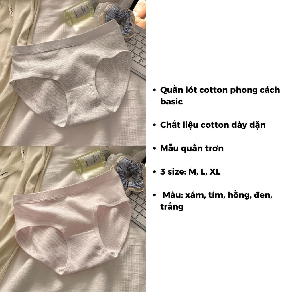 Quần lót nữ cotton gân tăm cạp vừa tôn dáng quyến rũ gợi cảm kiểu dáng basic trẻ trung LANIXA L2416