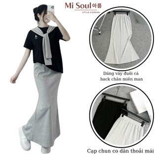 Chân Váy Đuôi Cá Dáng Dài Midi Cạp Chun Chất Cotton BigSize, Chân Váy Suông Dài Cạp Phẳng MiSoul 326 - 427