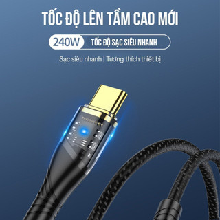 Cáp sạc nhanh RED HUNTER dây bọc dù , đầu trong suốt có đèn báo sạc có chip thông minh hỗ trợ sạc thông minh cho Iphone
