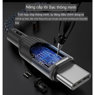 Cáp sạc nhanh RED HUNTER dây bọc dù , đầu trong suốt có đèn báo sạc có chip thông minh hỗ trợ sạc thông minh cho Iphone