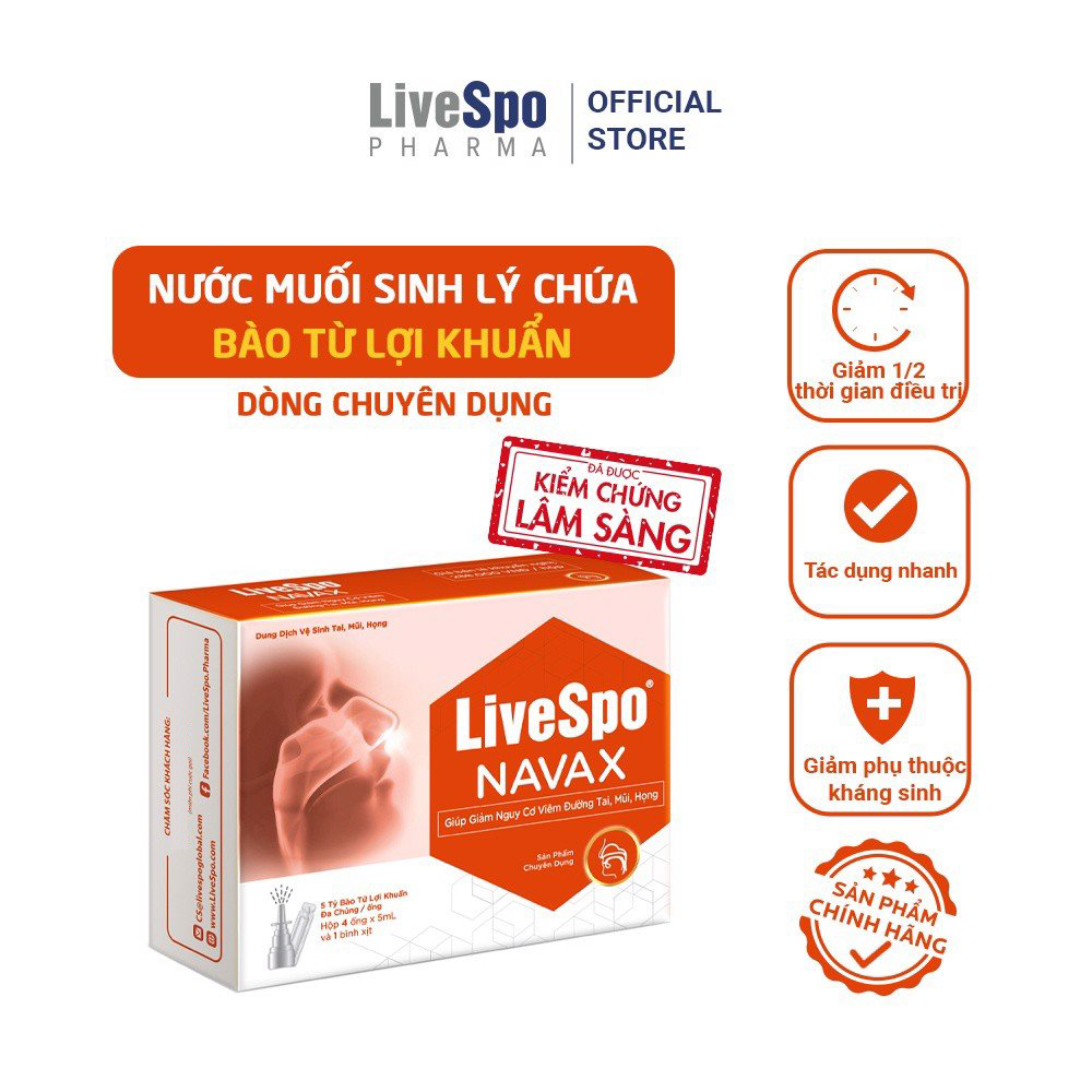 Ảnh Combo 3 Hộp Xịt mũi, họng chứa Bào tử lợi khuẩn Livespo Navax chuyên dụng [Mua 3 tặng 1] Hộp 10 ống 3