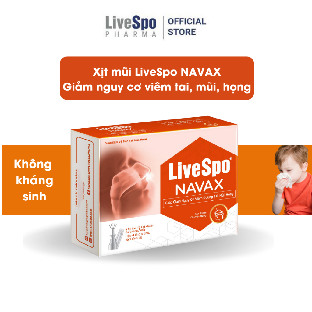 Ảnh Combo 3 Hộp Xịt mũi, họng chứa Bào tử lợi khuẩn Livespo Navax chuyên dụng [Mua 3 tặng 1] Hộp 10 ống 4