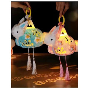 Lồng Đèn Trung Thu,Lồng đèn thỏ ngọc bằng vải tự lắp ghép handmade hottrend 2024,