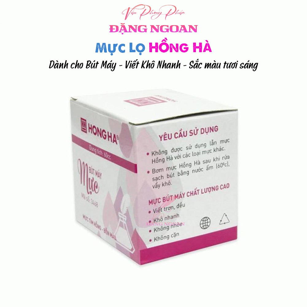 Product image Mực Lọ Hồng Hà dành cho Bút Máy, 60ml - Viết Khô Nhanh, An Toàn Cho Sức Khỏe, Đủ Màu| VPP Đặng Ngoan 3