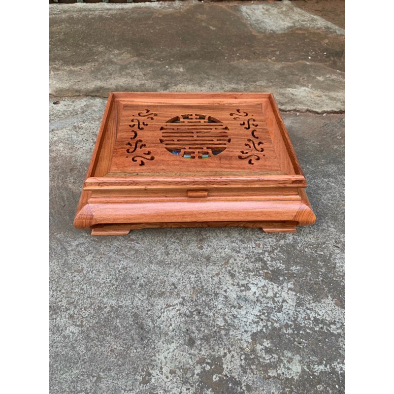 khay trà gỗ Cẩm ,hương , mun hoa phun Trần 37x47 cao 15cm có khay inox bên dưới chống tràn