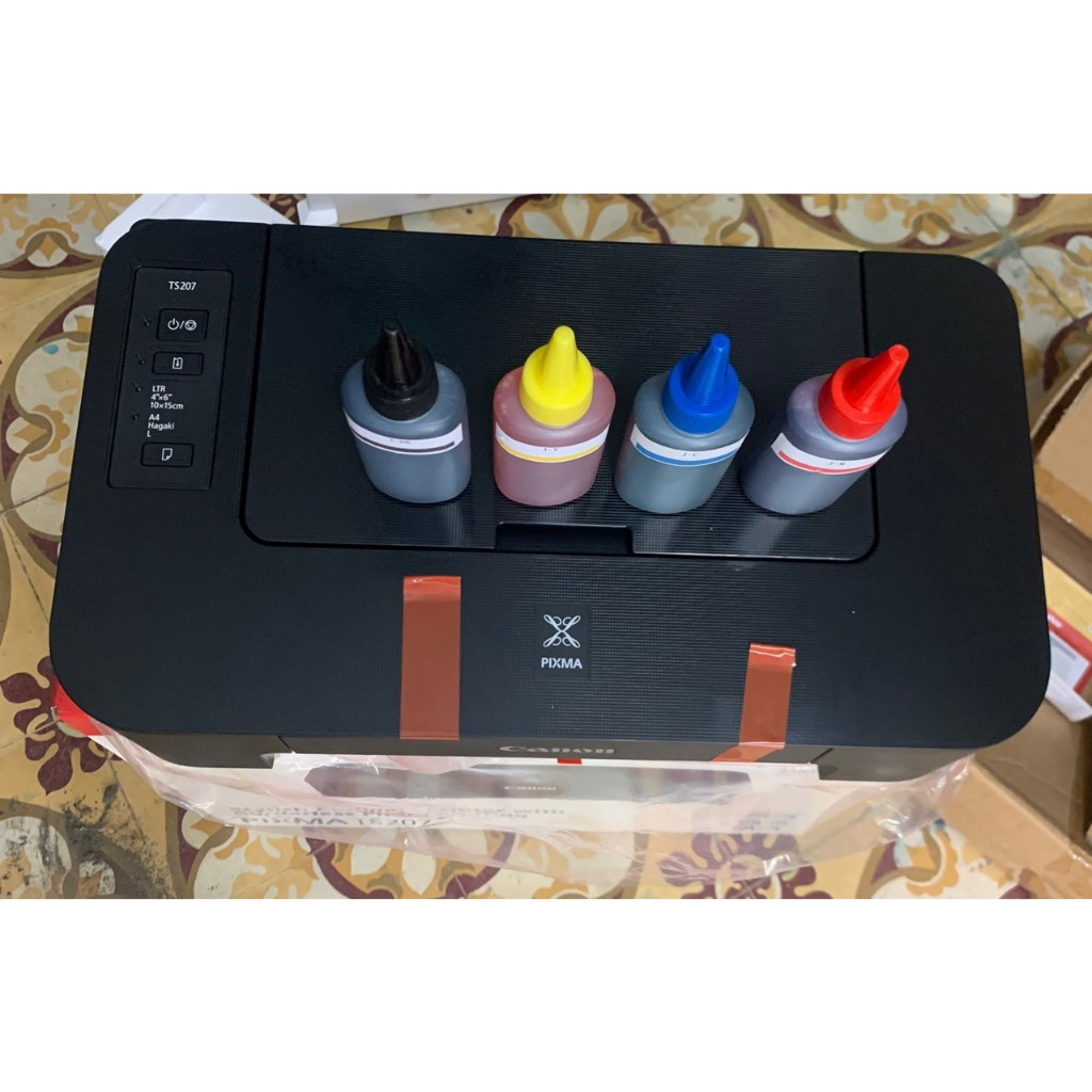 Máy in Canon TS207 có kèm 4 chai mực in Hàn Quốc | Shopee Việt Nam