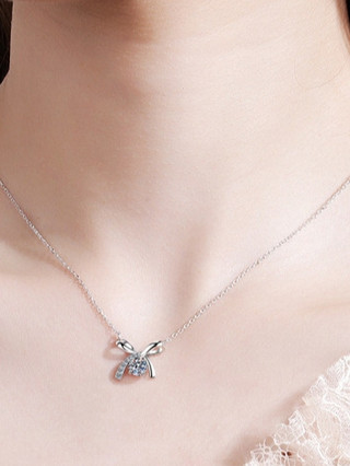 dây chuyền bạc Vòng cổ nữ Moissanite bạc S925 Vòng cổ nơ nữ Quà tặng nữ S50