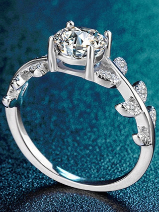 S925 Bạc Moissanite Nhẫn Nhánh Nguyệt Quế Có Thể Điều Chỉnh Kích Thước Nữ Tặng S35