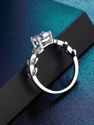 S925 Bạc Moissanite Nhẫn Nhánh Nguyệt Quế Có Thể Điều Chỉnh Kích Thước Nữ Tặng S35