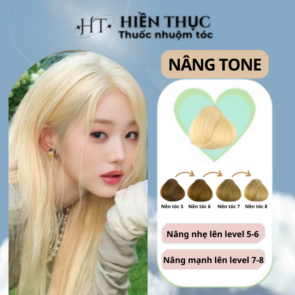 Thuốc nhuộm NÂNG TONE tóc - Nâng Tone Sáng, Nhuộm Tóc Chuẩn Màu - Tặng kèm dụng cụ nhuộm tóc | Thuốc nhuộm tóc Hiền Thục