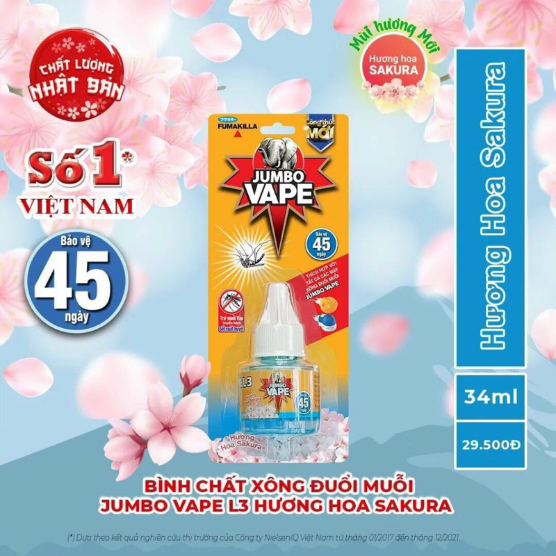 Bộ máy xông tinh dầu đuổi muỗi, bình chất xông thay thế Jumbo Vape thương hiệu Nhật Bản