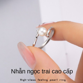S925 Kích Thước Có Thể Điều Chỉnh Nhẫn Ngọc Trai Trang Sức Nữ Quà Tặng Nữ S52
