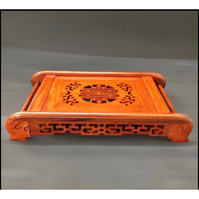 khay trà chân cuốn gỗ hương và gỗ mun hoa 28x48 và 32x55cm